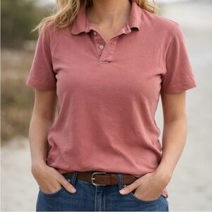 Faherty Women's Short Sleeve Polo - Dusty Rose